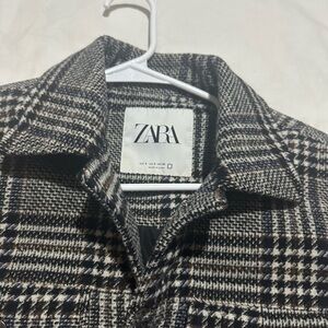 Zara Checkered Coat in Black and White